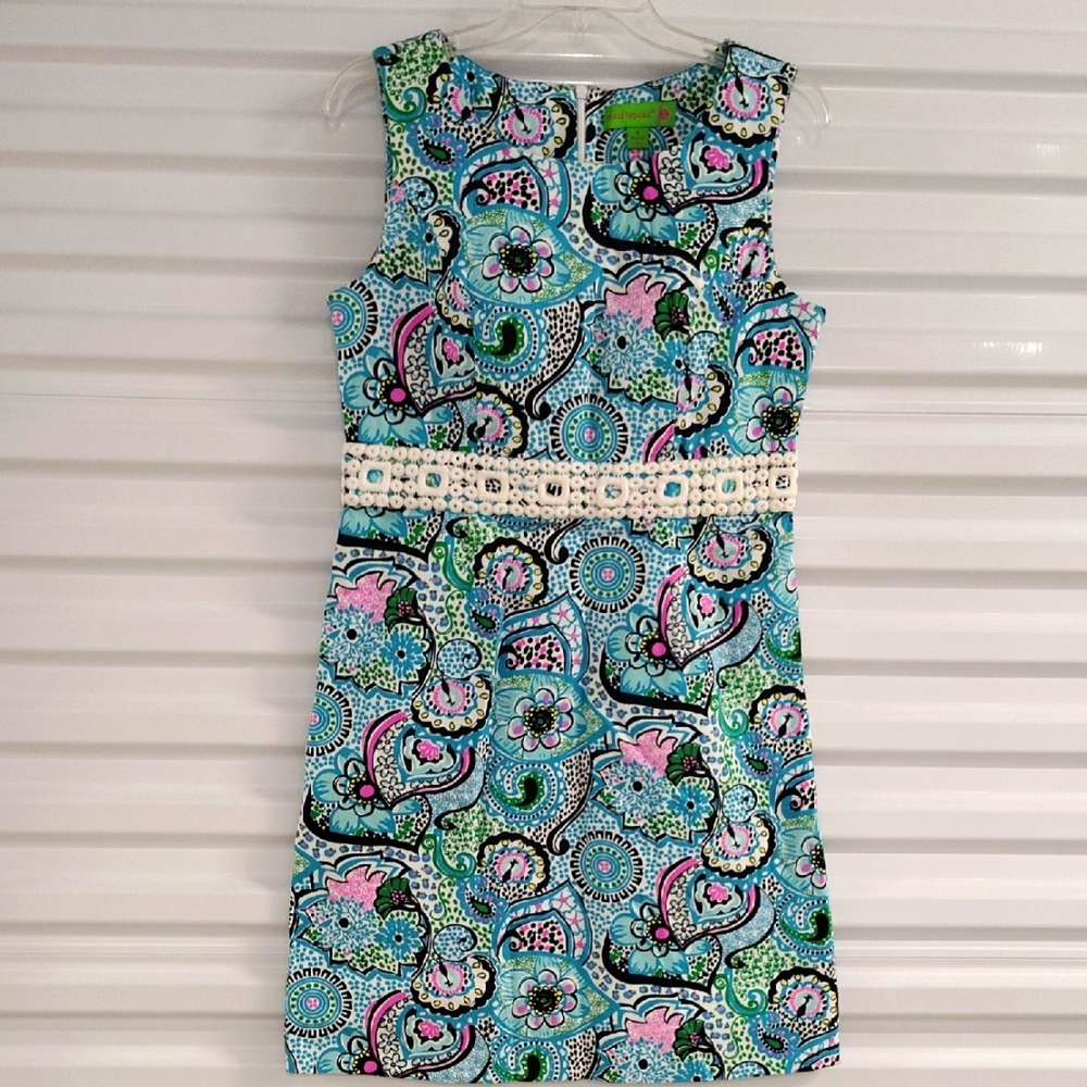 ISLAND REPUBLIC NEW RETRO PRINT SHEATH DRESS POP PEACOCK FLORAL Size 8.